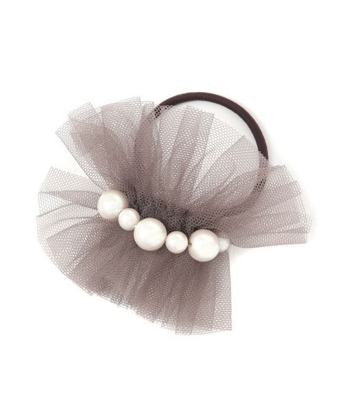 studio CLIP(スタディオクリップ)の「パールシアーポニー(ヘアゴム・レディース・チャコール/ベージュ/ブラック・FREE)」の1枚目の写真