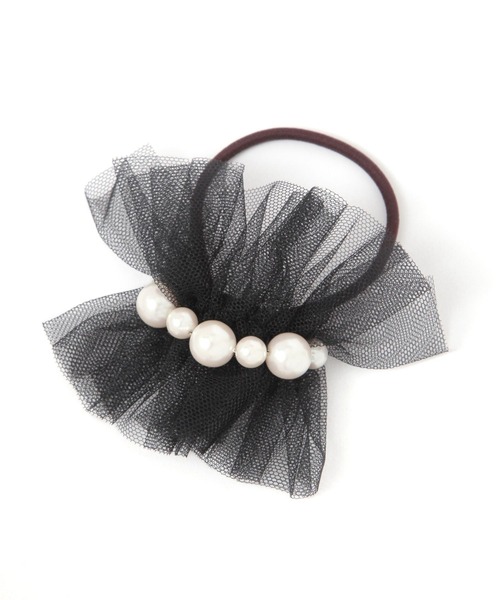 studio CLIP(スタディオクリップ)の「パールシアーポニー(ヘアゴム・レディース・チャコール/ベージュ/ブラック・FREE)」の2枚目の写真