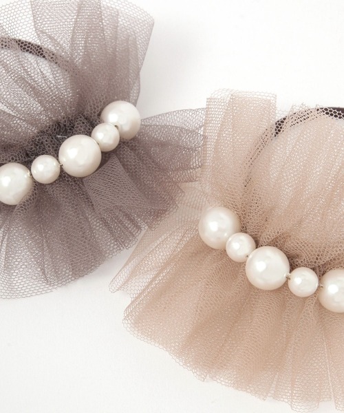 studio CLIP(スタディオクリップ)の「パールシアーポニー(ヘアゴム・レディース・チャコール/ベージュ/ブラック・FREE)」の6枚目の写真