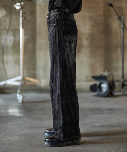 ユーズド加工ウォッシュドストレートデニム（デニムパンツ