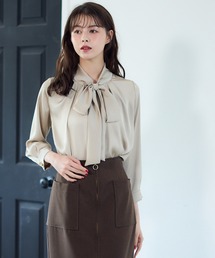 【再入荷!ベストセラー】ヴィンテージサテンボウタイブラウス