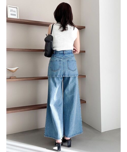 セール】レイヤードワイドデニムパンツ（デニムパンツ）｜dazzlin