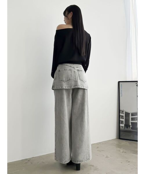 セール】レイヤードワイドデニムパンツ（デニムパンツ）｜dazzlin