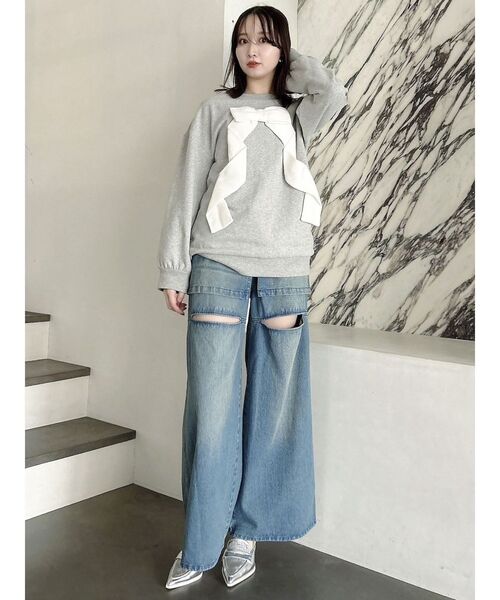 セール】レイヤードワイドデニムパンツ（デニムパンツ）｜dazzlin