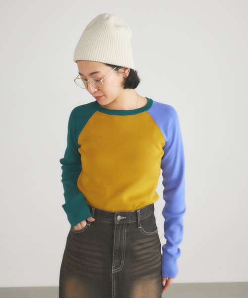OLDSTUSSY ラグランニット XL セール】クレイジーラグランニットトップス（ニット/セーター