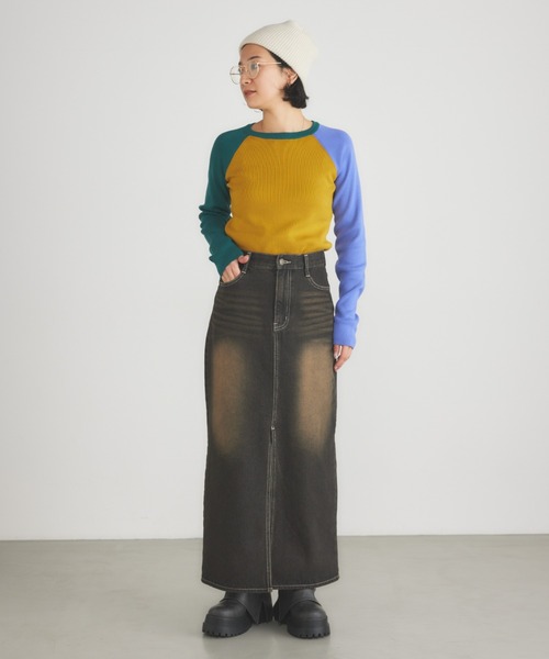 OLDSTUSSY ラグランニット XL セール】クレイジーラグランニットトップス（ニット/セーター