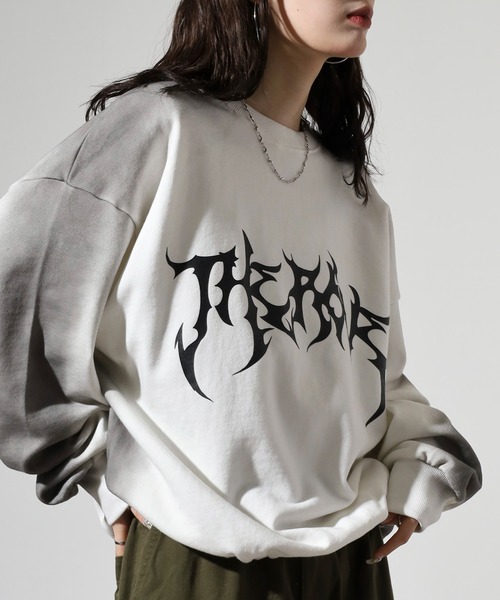 bike star（バイクスター）の「Grunge embroidered sweatshirt / グランジ加工刺繍トレーナー unisex（スウェット・メンズ・チャコール/ピンク/ブラウン/オフホワイト・L/M）」の14枚目の写真