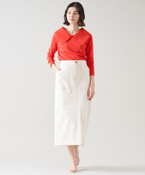 Tiara(ティアラ)の「ビッグカラーコンパクトニット(ニット/セーター・レディース・レッド/ネイビー/ホワイト・FREE)」の10枚目の写真