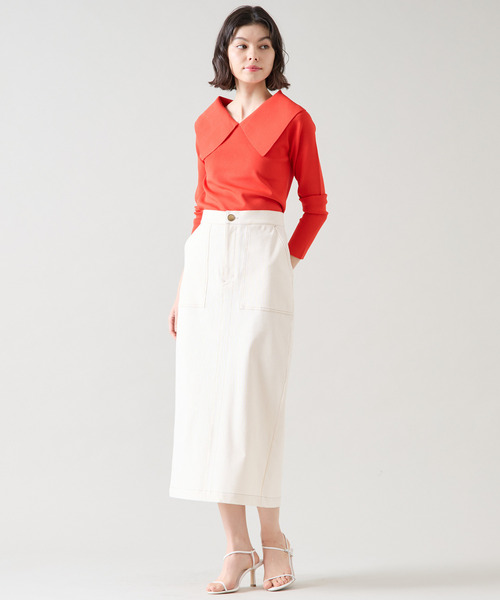 Tiara(ティアラ)の「ビッグカラーコンパクトニット(ニット/セーター・レディース・レッド/ネイビー/ホワイト・FREE)」の12枚目の写真