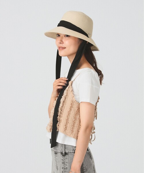 Ray BEAMS（レイビームス）の「リボン ブレード ハット（ハット・レディース・ナチュラル/ブラック・ONE SIZE）」の16枚目の写真