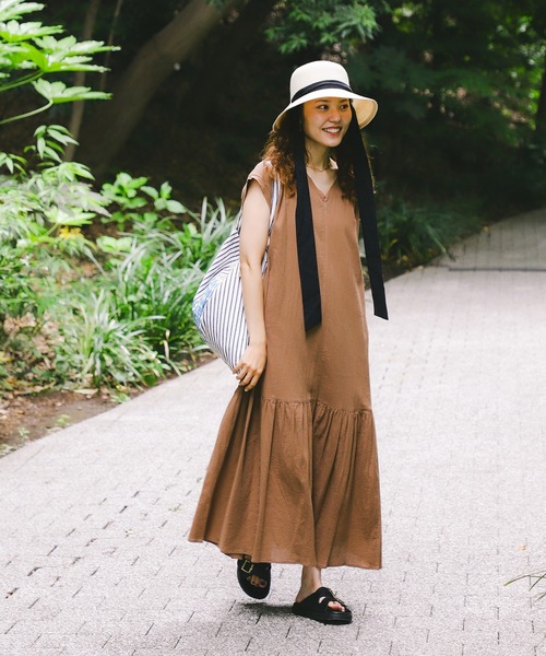 Ray BEAMS（レイビームス）の「リボン ブレード ハット（ハット・レディース・ナチュラル/ブラック・ONE SIZE）」の15枚目の写真