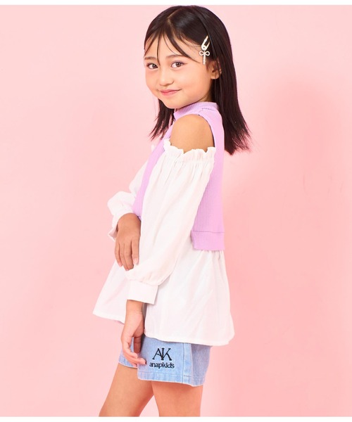 ANAP kids（アナップキッズ）の「肩アキコンビブラウス（シャツ/ブラウス・キッズ・ホワイト/ブラック・110cm/120cm/130cm）」の5枚目の写真