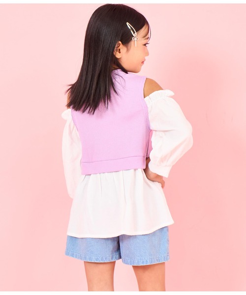 ANAP kids（アナップキッズ）の「肩アキコンビブラウス（シャツ/ブラウス・キッズ・ホワイト/ブラック・110cm/120cm/130cm）」の6枚目の写真
