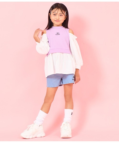 ANAP kids（アナップキッズ）の「肩アキコンビブラウス（シャツ/ブラウス・キッズ・ホワイト/ブラック・110cm/120cm/130cm）」の7枚目の写真