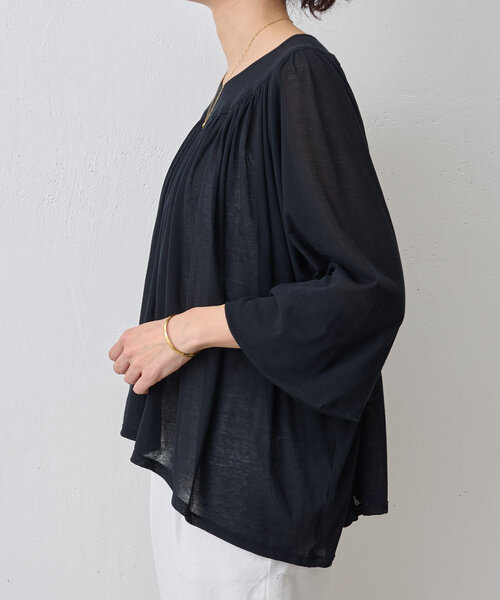 BEARDSLEY 裾ジャガードカットソー Fサイズ ネイビー ギャザー BEARDSLEY 裾ジャガードカットソー Fサイズ ネイビー ギャザ