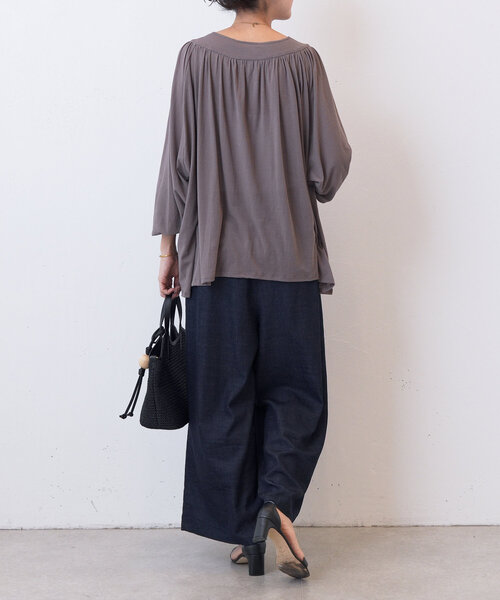 ビアズリー BEARDSLEY シアーギャザーカットソー （black