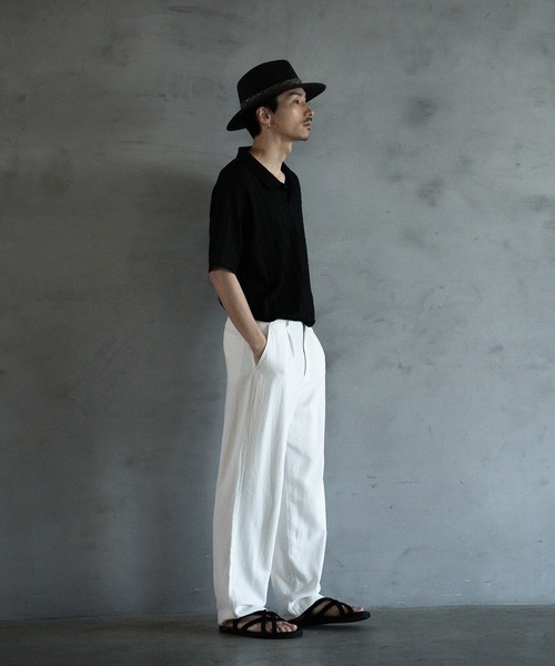 RATTLE TRAP（ラトルトラップ）の「リネン混ワンタックワイドテーパードパンツ（スラックス・メンズ・オフホワイト/ブラック/カーキ・L/M/S）」の5枚目の写真
