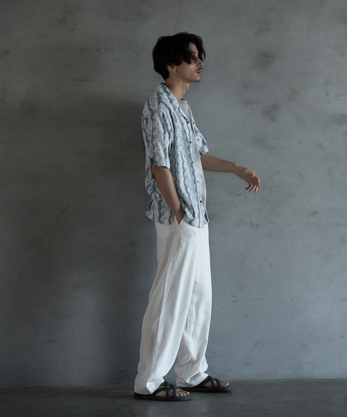 RATTLE TRAP（ラトルトラップ）の「リネン混ワンタックワイドテーパードパンツ（スラックス・メンズ・オフホワイト/ブラック/カーキ・L/M/S）」の12枚目の写真