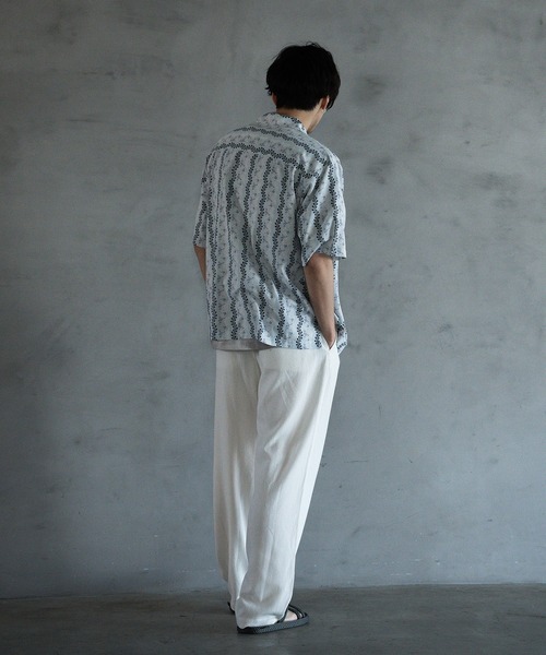 RATTLE TRAP（ラトルトラップ）の「リネン混ワンタックワイドテーパードパンツ（スラックス・メンズ・オフホワイト/ブラック/カーキ・L/M/S）」の13枚目の写真