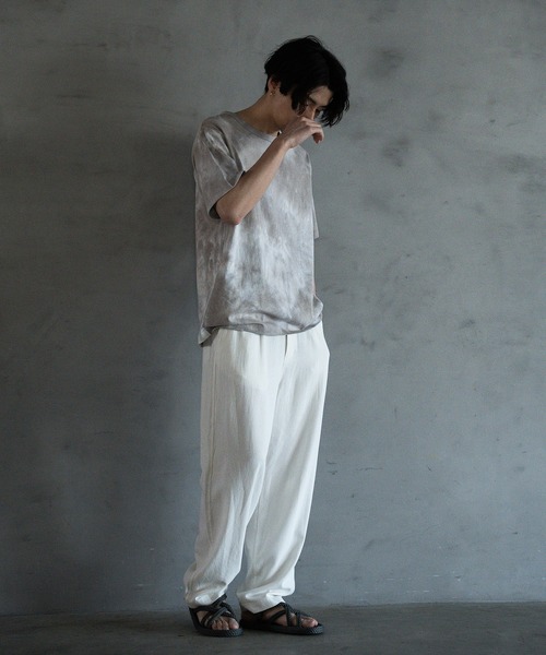 RATTLE TRAP（ラトルトラップ）の「リネン混ワンタックワイドテーパードパンツ（スラックス・メンズ・オフホワイト/ブラック/カーキ・L/M/S）」の16枚目の写真