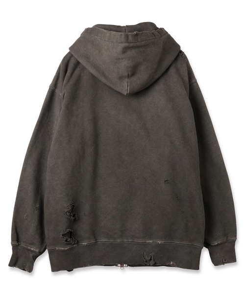 JIEDA(ジエダ)の「DAMAGE PATCH ZIP HOODIE(パーカー・メンズ・ブラック/ブラウン・1/2)」の8枚目の写真