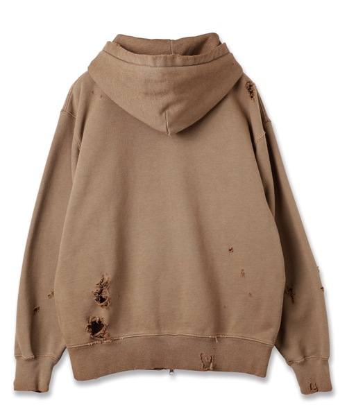 JIEDA(ジエダ)の「DAMAGE PATCH ZIP HOODIE(パーカー・メンズ・ブラック/ブラウン・1/2)」の10枚目の写真