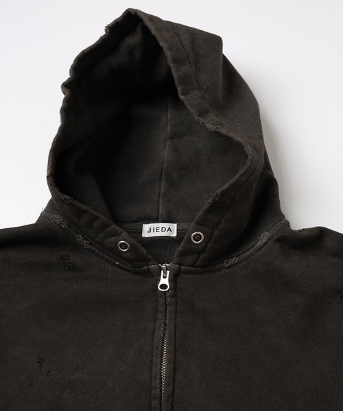 JIEDA(ジエダ)の「DAMAGE PATCH ZIP HOODIE(パーカー・メンズ・ブラック/ブラウン・1/2)」の11枚目の写真