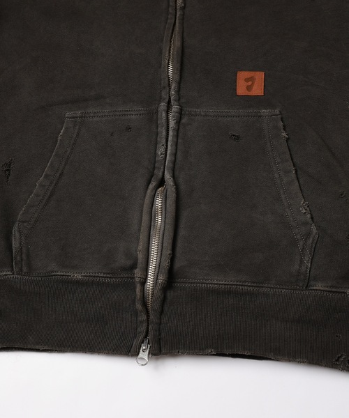 JIEDA(ジエダ)の「DAMAGE PATCH ZIP HOODIE(パーカー・メンズ・ブラック/ブラウン・1/2)」の12枚目の写真