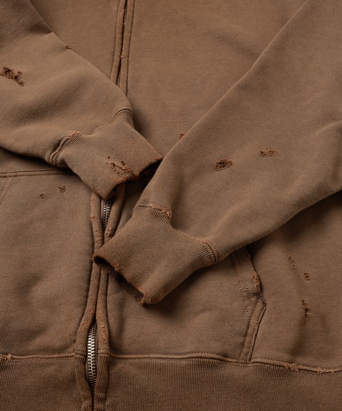 JIEDA(ジエダ)の「DAMAGE PATCH ZIP HOODIE(パーカー・メンズ・ブラック/ブラウン・1/2)」の20枚目の写真
