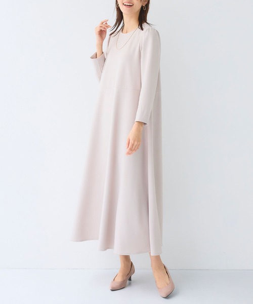 CROSS FUNCTION(クロスファンクション)の「《シワになりにくい》サマ美え ジョーゼットワンピース【CF/クロスファンクション】(ワンピース・レディース・ライトベージュ/ネイビー/ブラック・L/M)」の2枚目の写真