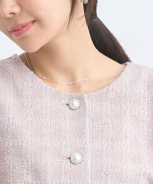 earth music&ecology（アースミュージックアンドエコロジー）の「カットツイードショートジャケット（ノーカラージャケット・レディース・アイボリー/ピンクベージュ・FREE）」の22枚目の写真