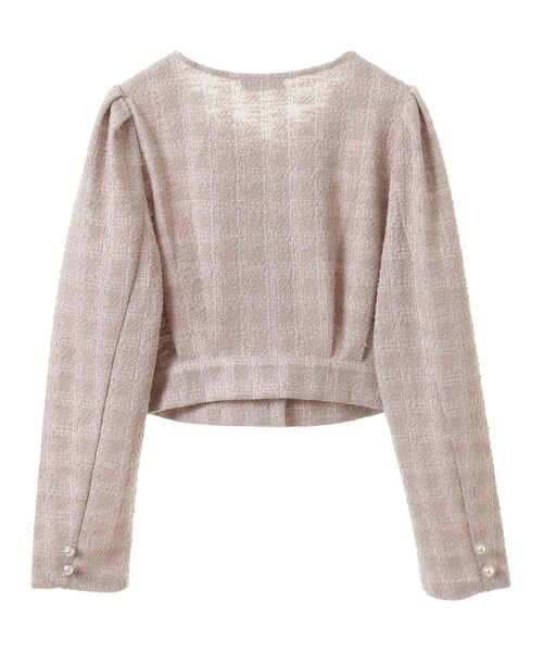 earth music&ecology（アースミュージックアンドエコロジー）の「カットツイードショートジャケット（ノーカラージャケット・レディース・アイボリー/ピンクベージュ・FREE）」の19枚目の写真