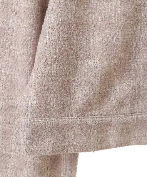 earth music&ecology（アースミュージックアンドエコロジー）の「カットツイードショートジャケット（ノーカラージャケット・レディース・アイボリー/ピンクベージュ・FREE）」の16枚目の写真