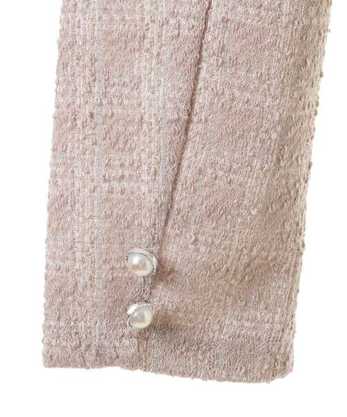 earth music&ecology（アースミュージックアンドエコロジー）の「カットツイードショートジャケット（ノーカラージャケット・レディース・アイボリー/ピンクベージュ・FREE）」の14枚目の写真