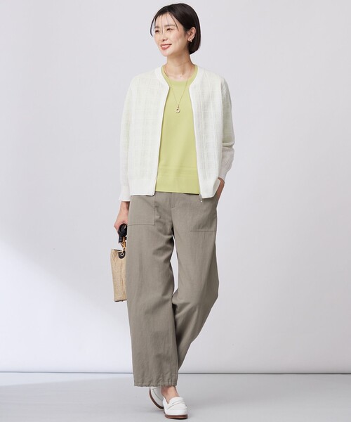J.PRESS(ジェイプレス)の「【洗える】SHEER JACQUARD ニット ブルゾン(カーディガン/ボレロ・レディース・ホワイト系/ブラック系/スカイブルー系・T15/T13)」の7枚目の写真