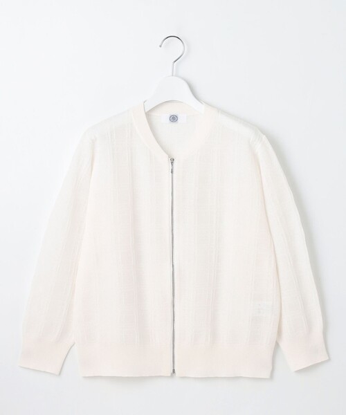 J.PRESS(ジェイプレス)の「【洗える】SHEER JACQUARD ニット ブルゾン(カーディガン/ボレロ・レディース・ホワイト系/ブラック系/スカイブルー系・T15/T13)」の9枚目の写真