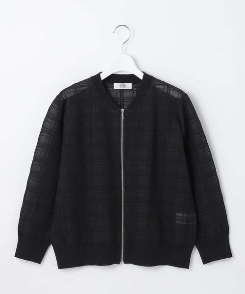 J.PRESS(ジェイプレス)の「【洗える】SHEER JACQUARD ニット ブルゾン(カーディガン/ボレロ・レディース・ホワイト系/ブラック系/スカイブルー系・T15/T13)」の10枚目の写真