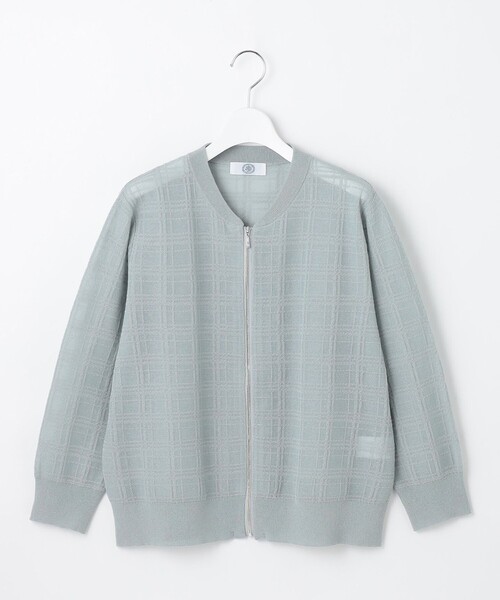 J.PRESS(ジェイプレス)の「【洗える】SHEER JACQUARD ニット ブルゾン(カーディガン/ボレロ・レディース・ホワイト系/ブラック系/スカイブルー系・T15/T13)」の11枚目の写真