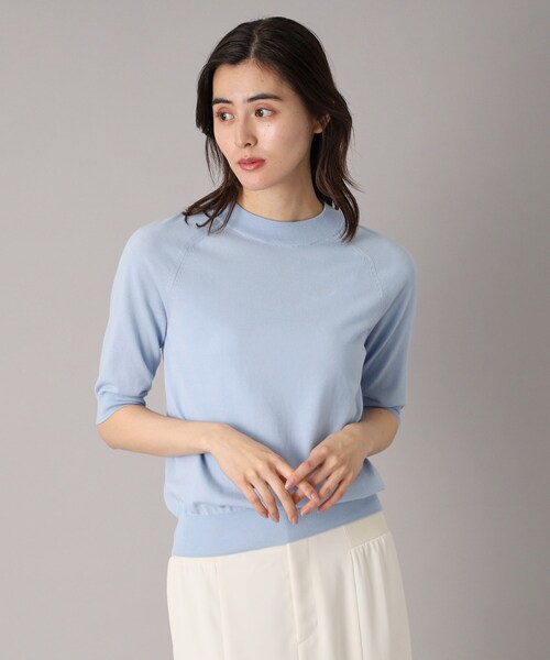 DRESSTERIOR(ドレステリア)の「【定番/洗える】コットンシルク混ハーフスリーブ(ニット/セーター・レディース・ライトグレー/ライトイエロー系/ブラック/サックスブルー・34/36/38)」の7枚目の写真