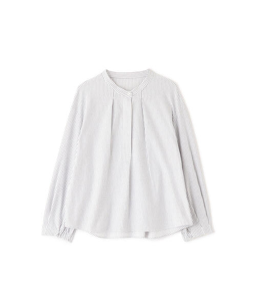 human woman(ヒューマンウーマン)の「◆鹿の子ジャージーストライプバンドカラープルオーバー(Tシャツ/カットソー・レディース・チャコールグレー/ブルー系その他3・MEDIUM)」の5枚目の写真