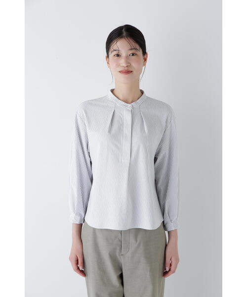 human woman(ヒューマンウーマン)の「◆鹿の子ジャージーストライプバンドカラープルオーバー(Tシャツ/カットソー・レディース・チャコールグレー/ブルー系その他3・MEDIUM)」の7枚目の写真