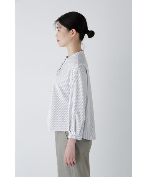 human woman(ヒューマンウーマン)の「◆鹿の子ジャージーストライプバンドカラープルオーバー(Tシャツ/カットソー・レディース・チャコールグレー/ブルー系その他3・MEDIUM)」の8枚目の写真