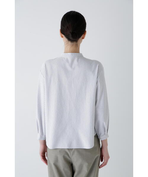 human woman(ヒューマンウーマン)の「◆鹿の子ジャージーストライプバンドカラープルオーバー(Tシャツ/カットソー・レディース・チャコールグレー/ブルー系その他3・MEDIUM)」の9枚目の写真