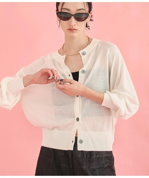 Settimissimo（セッティミッシモ）の「リネンタッチ 2WAY シアー カーディガン（カーディガン/ボレロ・レディース・ラベンダー/ブラック/オフホワイト・FREE）」の2枚目の写真