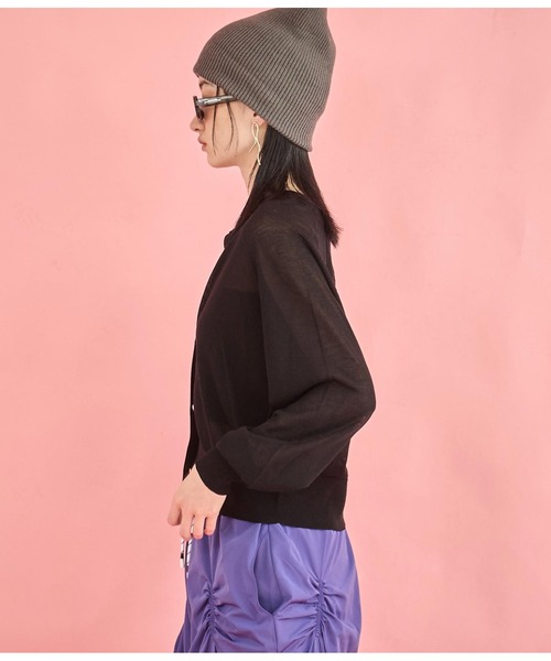 Settimissimo（セッティミッシモ）の「リネンタッチ 2WAY シアー カーディガン（カーディガン/ボレロ・レディース・ラベンダー/ブラック/オフホワイト・FREE）」の4枚目の写真