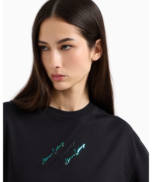 ARMANI EXCHANGE(アルマーニエクスチェンジ)の「【A|X アルマーニ エクスチェンジ】ミニシグネチャーロゴ 半袖クルーネックTシャツワンピース(ワンピース・レディース・ブラック/ホワイト・LARGE/SMALL/MEDIUM/X-SMALL)」の7枚目の写真