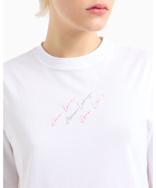 ARMANI EXCHANGE（アルマーニエクスチェンジ）の「【A|X アルマーニ エクスチェンジ】ミニシグネチャーロゴ 半袖クルーネックTシャツワンピース（ワンピース・レディース・ブラック/ホワイト・LARGE/SMALL/MEDIUM/X-SMALL）」の4枚目の写真