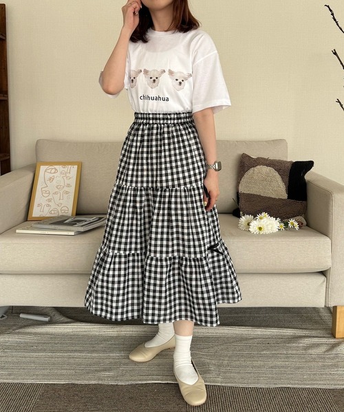 merrylatte(メリーラテ)の「『低身長用サイズあり』アニマル×英字デザイン半袖Tシャツ(Tシャツ/カットソー・レディース・ホワイト/A/B/C/D/E/F/G/H/I・MEDIUM/X-SMALL/SMALL/LARGE/X-LARGE)」の3枚目の写真