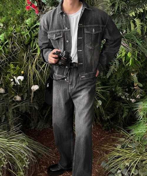 NOWLE（ノウル）の「【NOWLE】ヴィンテージ ウォッシュ デニム ショート ジャケット（デニムジャケット・メンズ・ブラック・MEDIUM/LARGE/X-LARGE）」の2枚目の写真