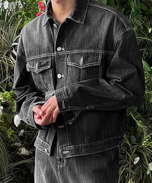 NOWLE（ノウル）の「【NOWLE】ヴィンテージ ウォッシュ デニム ショート ジャケット（デニムジャケット・メンズ・ブラック・MEDIUM/LARGE/X-LARGE）」の17枚目の写真